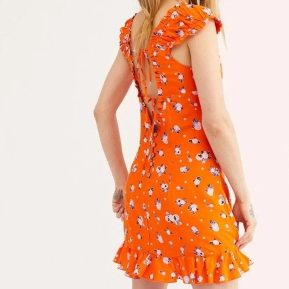 Free People Like A Lady Printed Mini Dress L - Picture 3 of 3